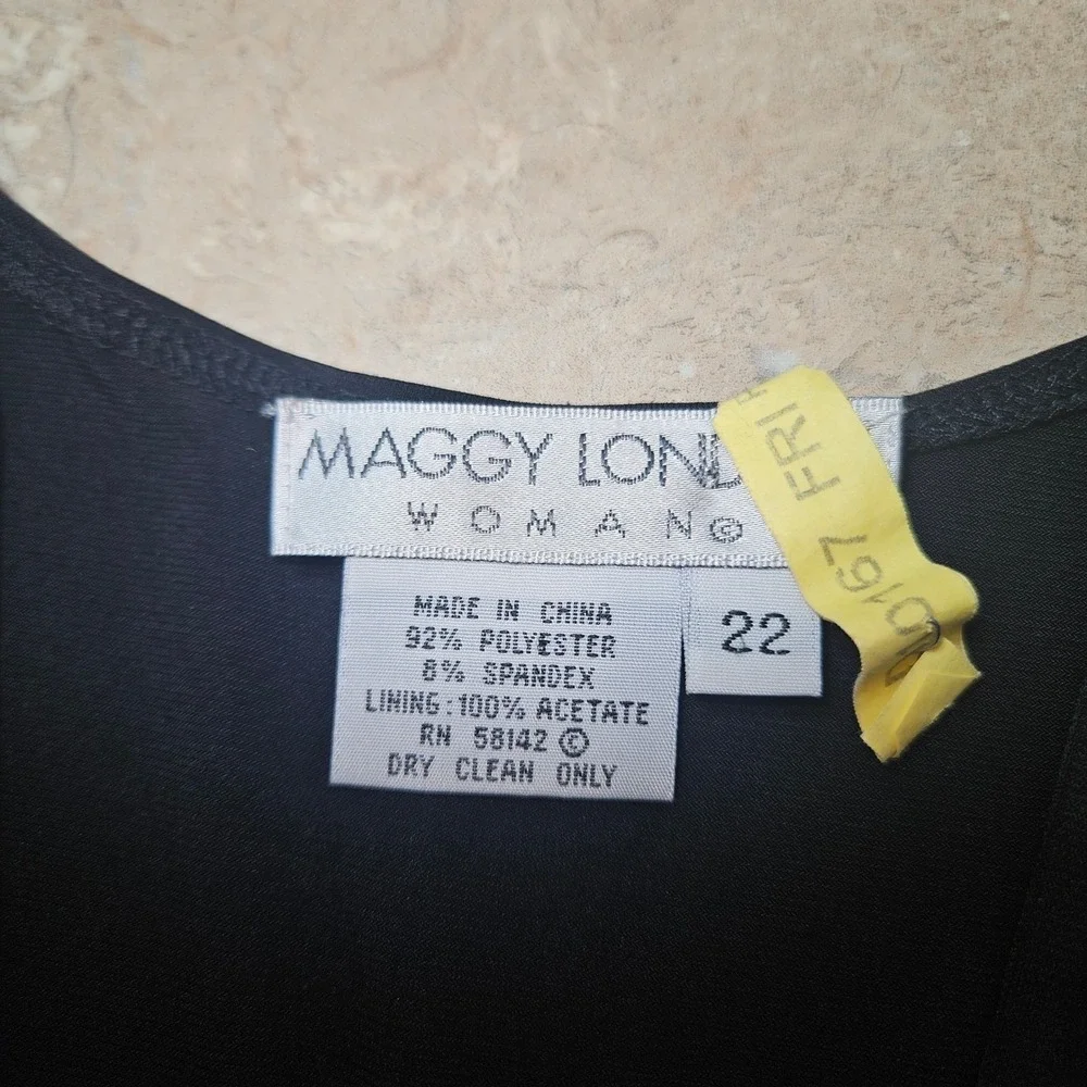 VTG Maggy London Tunic Women‎ 22 3X Black Beaded Preppy Whimsigoth Vamp Goth